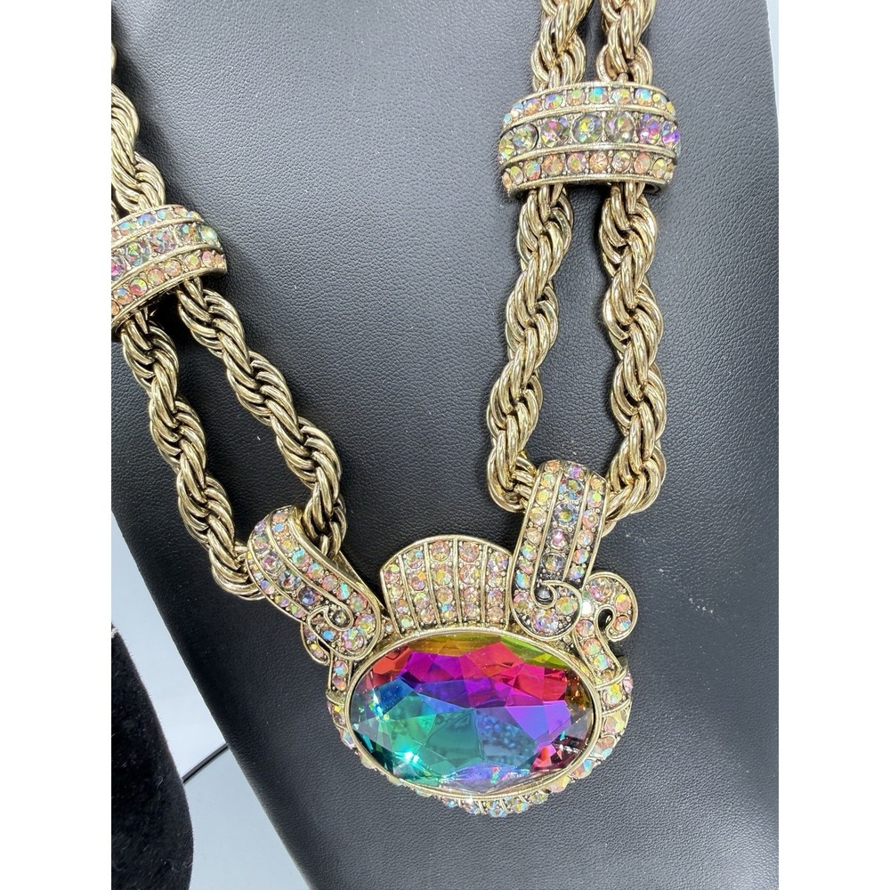 Heidi Daus Chain Of Events AURORA BOREALIS Necklace STUNNING MULTI COLOR NEW - Picture 5 of 11